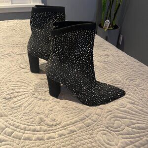 Black Soft Sock Boots with Diamantes